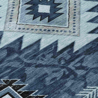 Jaelas Blue Washable Indoor-Outdoor Rug