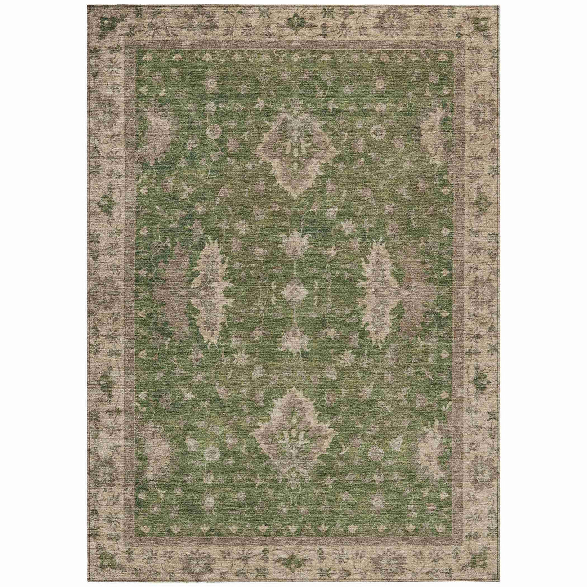 Iriaris Green Washable Indoor-Outdoor Rug
