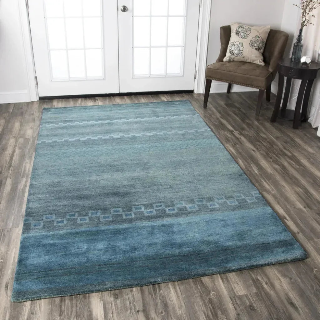 Bush Wool Blue Hallway Kitchen Runner Rug -- blue