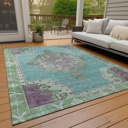 Haelion Teal Washable Indoor-Outdoor Rug -- teal