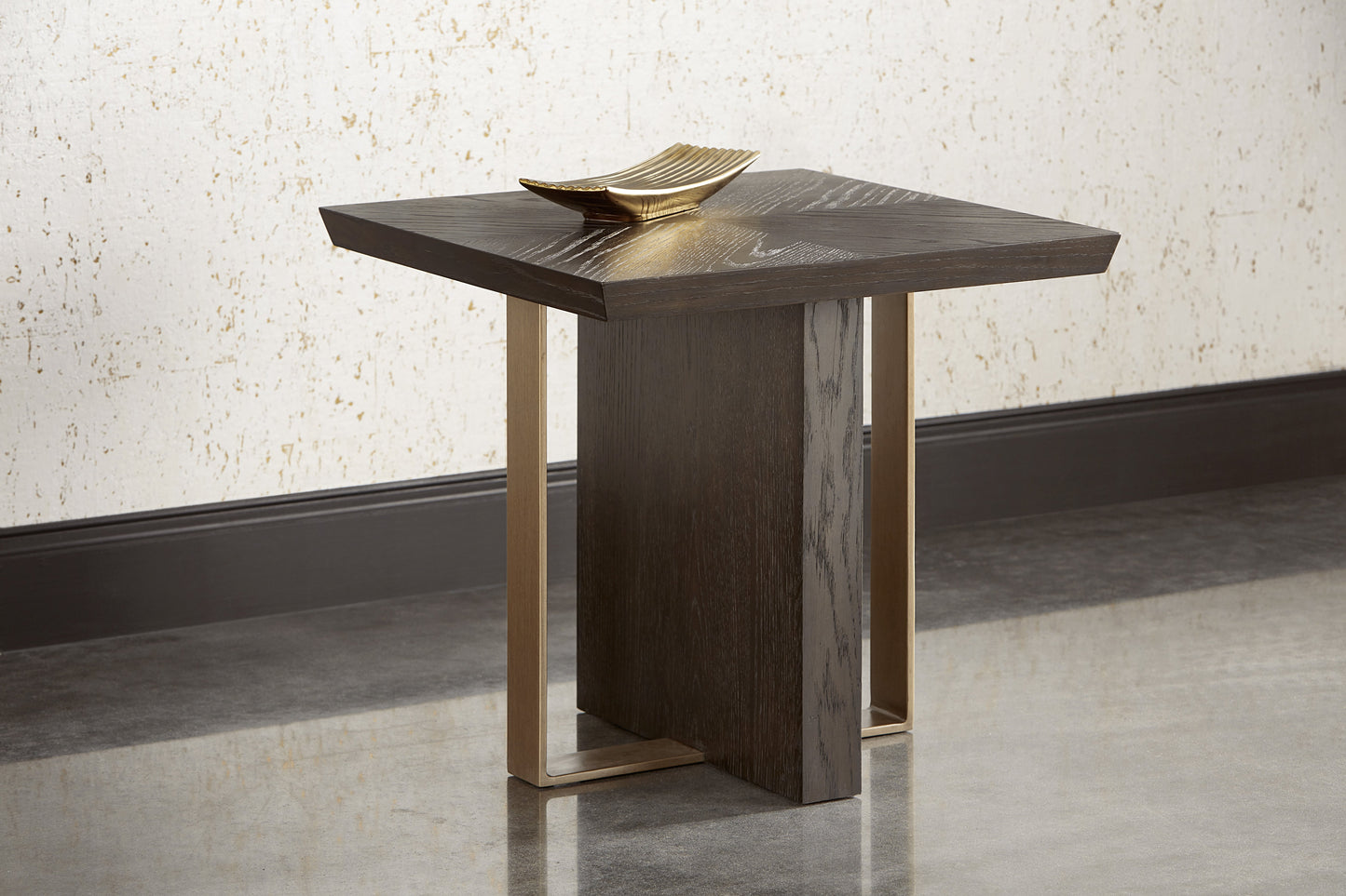 Lars Side Table With Antique Brass And Wood Finish