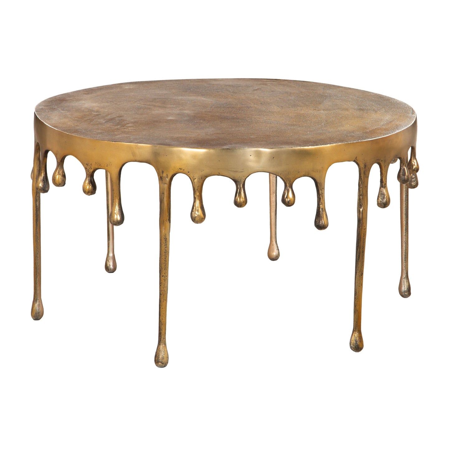 Drip Antique Brass Round Coffee Table