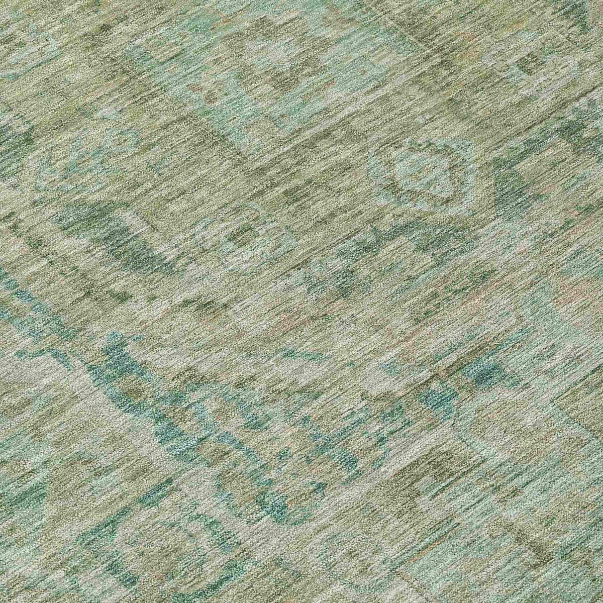 Iriir Green Washable Indoor-Outdoor Rug