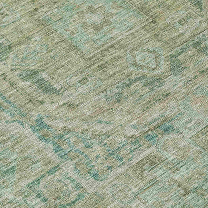 Iriir Green Washable Indoor-Outdoor Rug