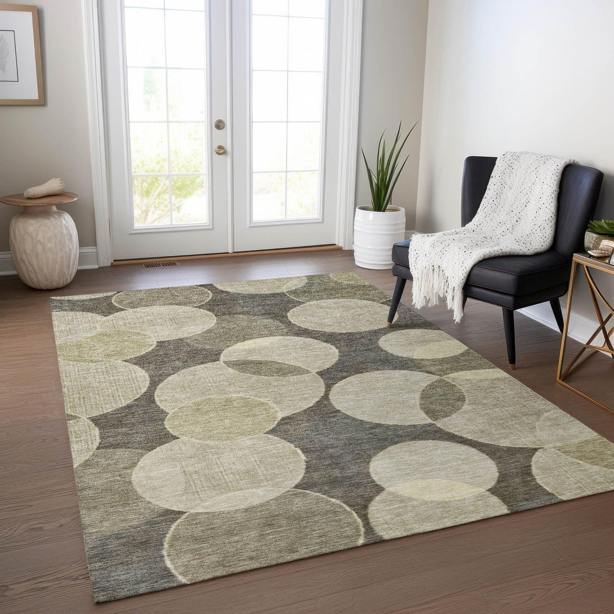 Jaelanor Brown Washable Indoor-Outdoor Rug -- brown