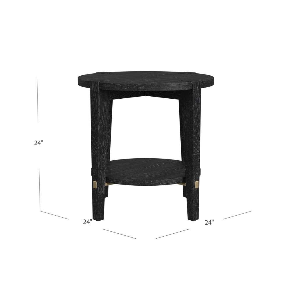 Whitfield Wood Black Round End Table - Heirloom Quality Wood - view 9