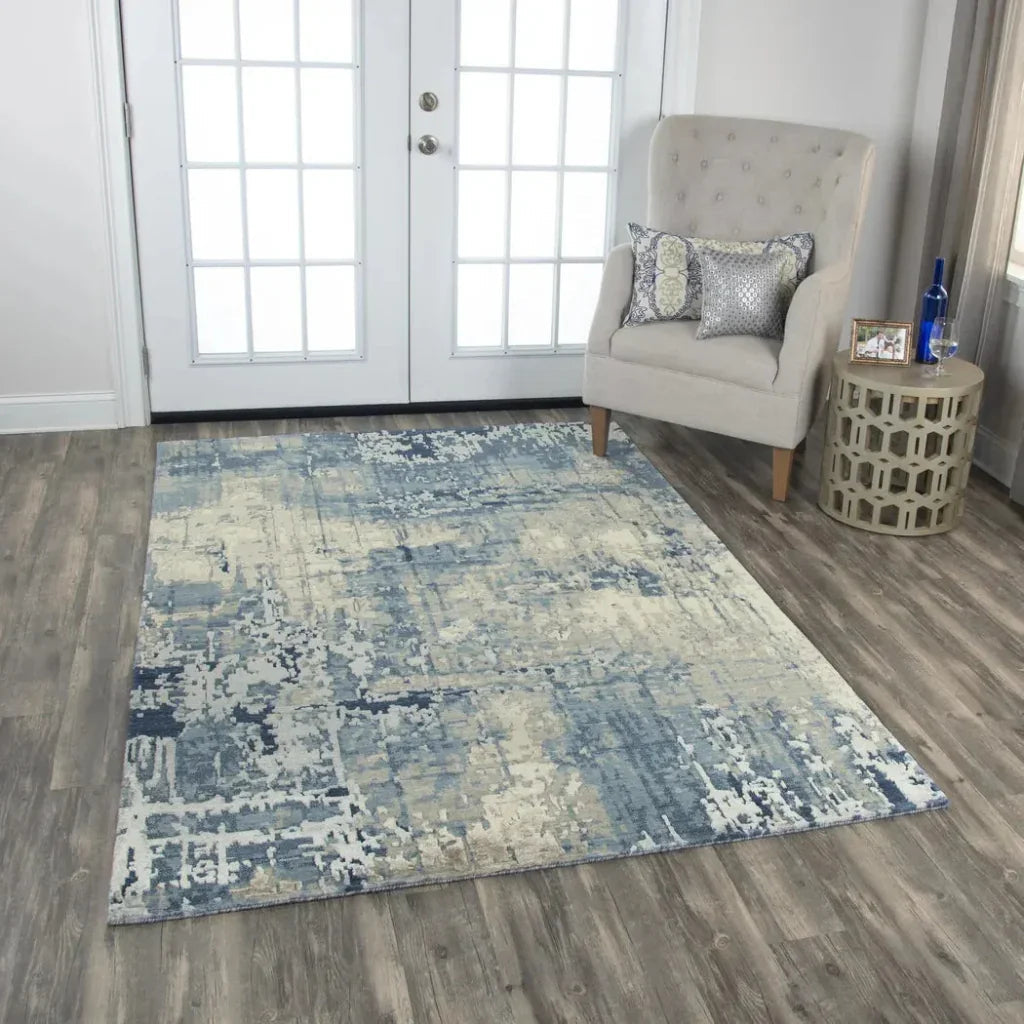 Baze Abstract Blue Large Area Rugs For Living Room -- blue