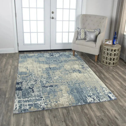 Baze Abstract Blue Large Area Rugs For Living Room -- blue