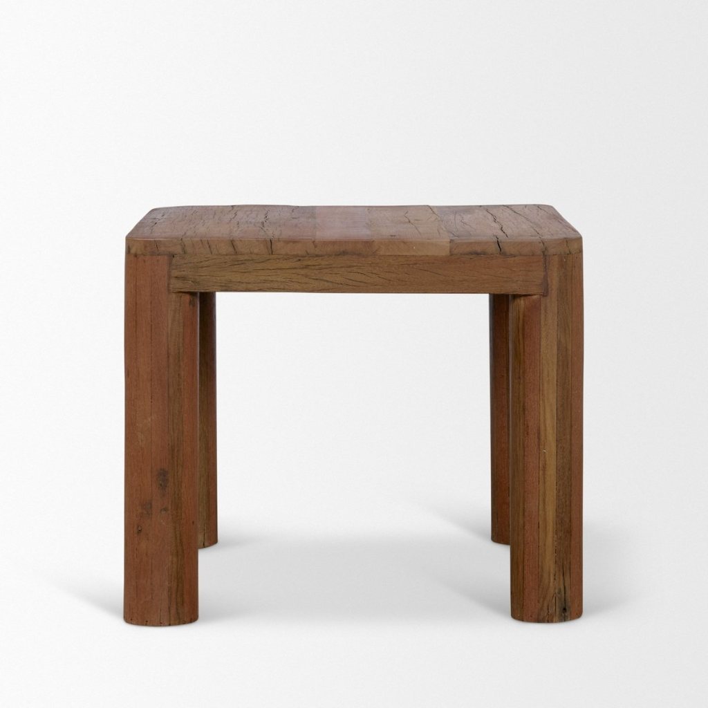 Hewitt 24" Square Smooth Reclaimed Wood Side Table -- Brown