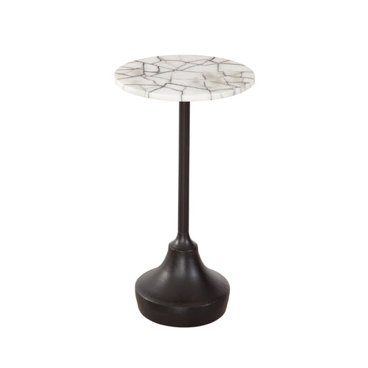 Talley Iron and Marble White Round Accent Table