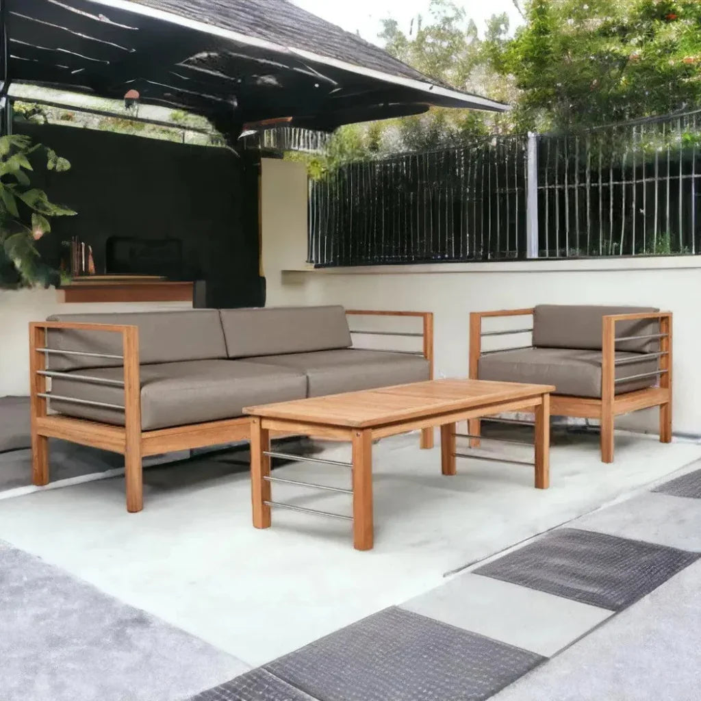 SoHo 4PC Teak Outdoor Patio Deep Set Sunbrella Cushion -- view 7