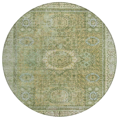 Irias Green Washable Indoor-Outdoor Rug