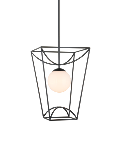 24 in. Rochefort Metal and Glass Black Lantern