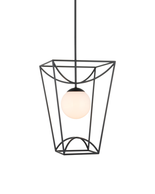 24 in. Rochefort Metal and Glass Black Lantern