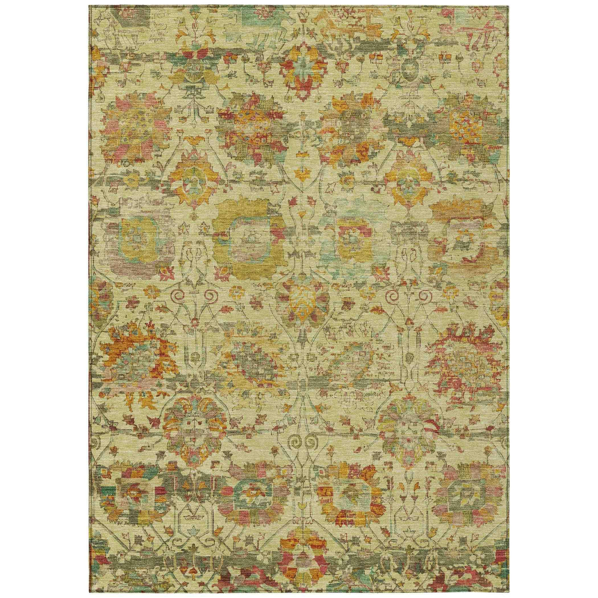 Haelira Gold Washable Indoor-Outdoor Rug