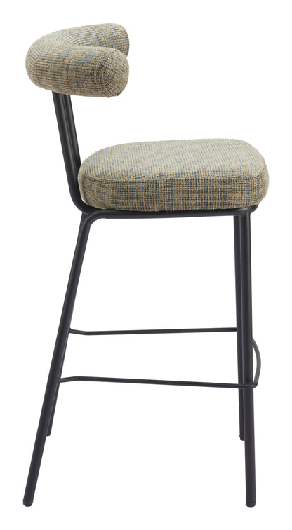 Kede Steel Green Tweed Barstool