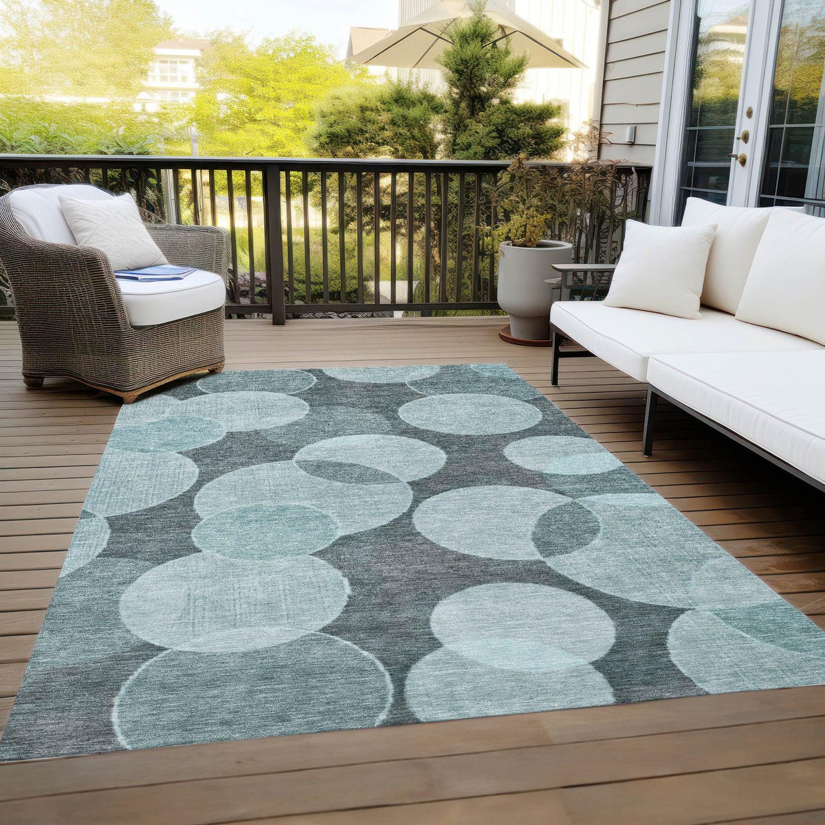 Jaelanor Teal Washable Indoor-Outdoor Rug