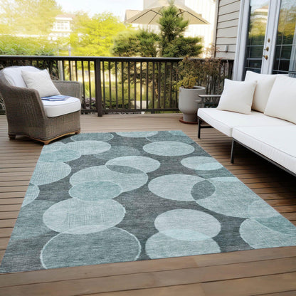 Jaelanor Teal Washable Indoor-Outdoor Rug