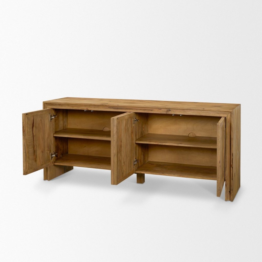 Notts 70"W Brown Solid Wood 4-Door Closed Sideboard -- Brown