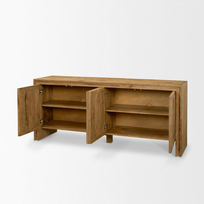 Notts 70"W Brown Solid Wood 4-Door Closed Sideboard -- Brown