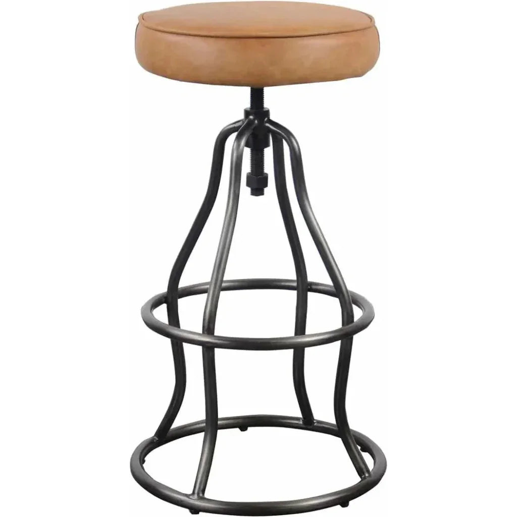 Tan Leather Seat Backless Height Counter Stool -- view 4