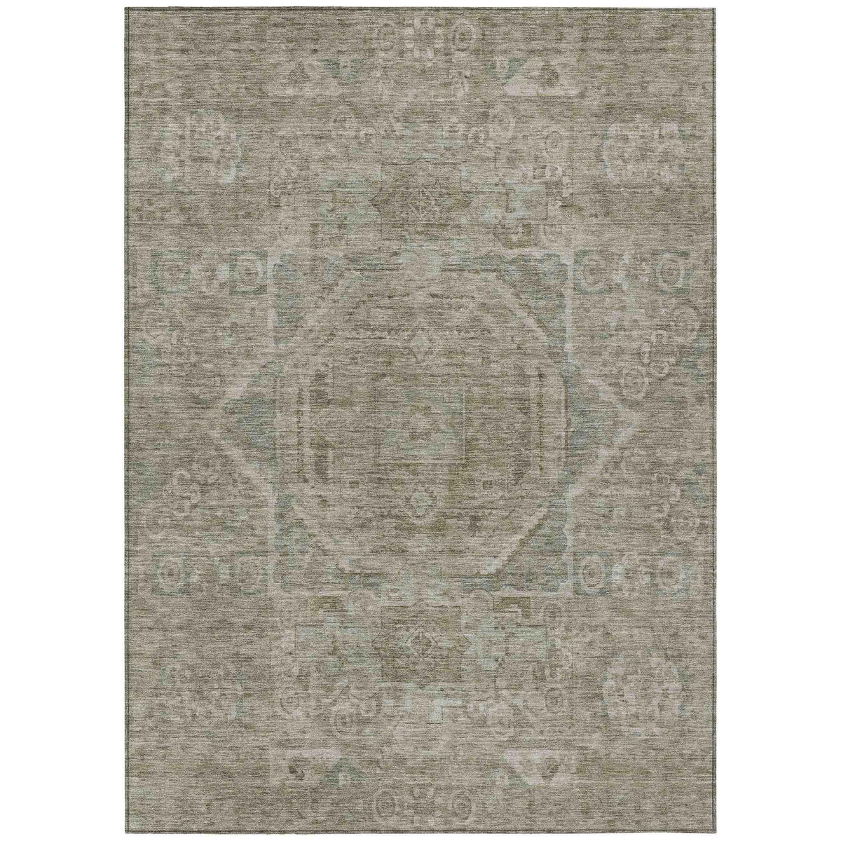 Iriir Gray Washable Indoor-Outdoor Rug