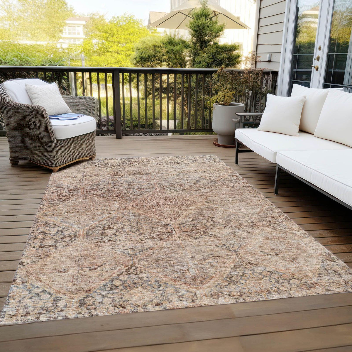 Iriius Orange Washable Indoor-Outdoor Rug