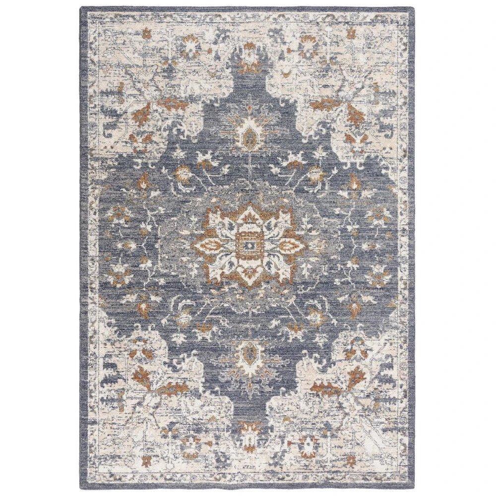 Dewe Medallion Blue Large Area Rugs For Living Room