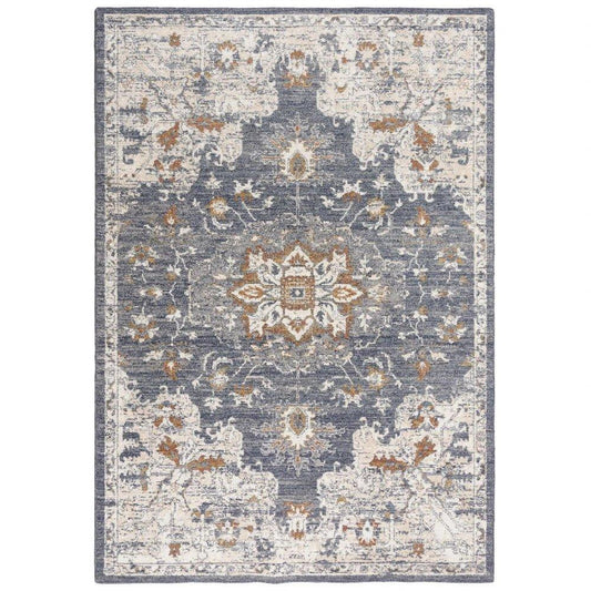 Dewe Medallion Blue Large Area Rugs For Living Room