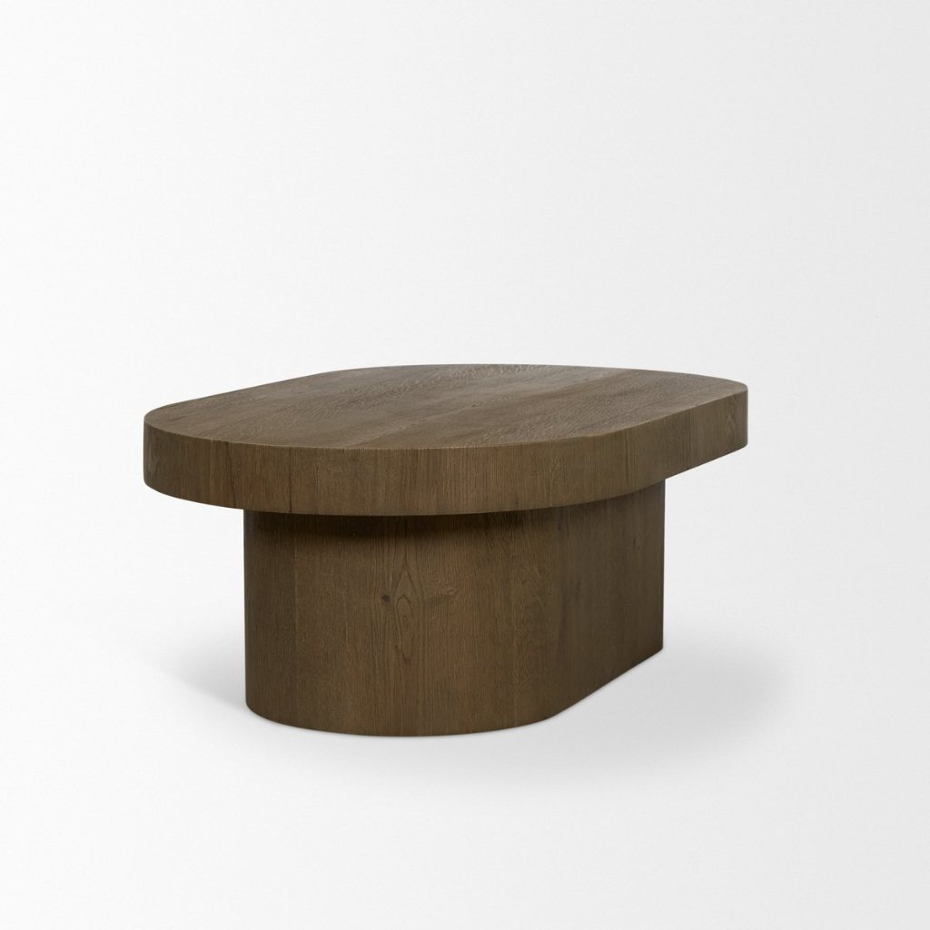 Lyonne 48" Oblong Medium Brown Oak Wood Coffee Table -- Medium Brown