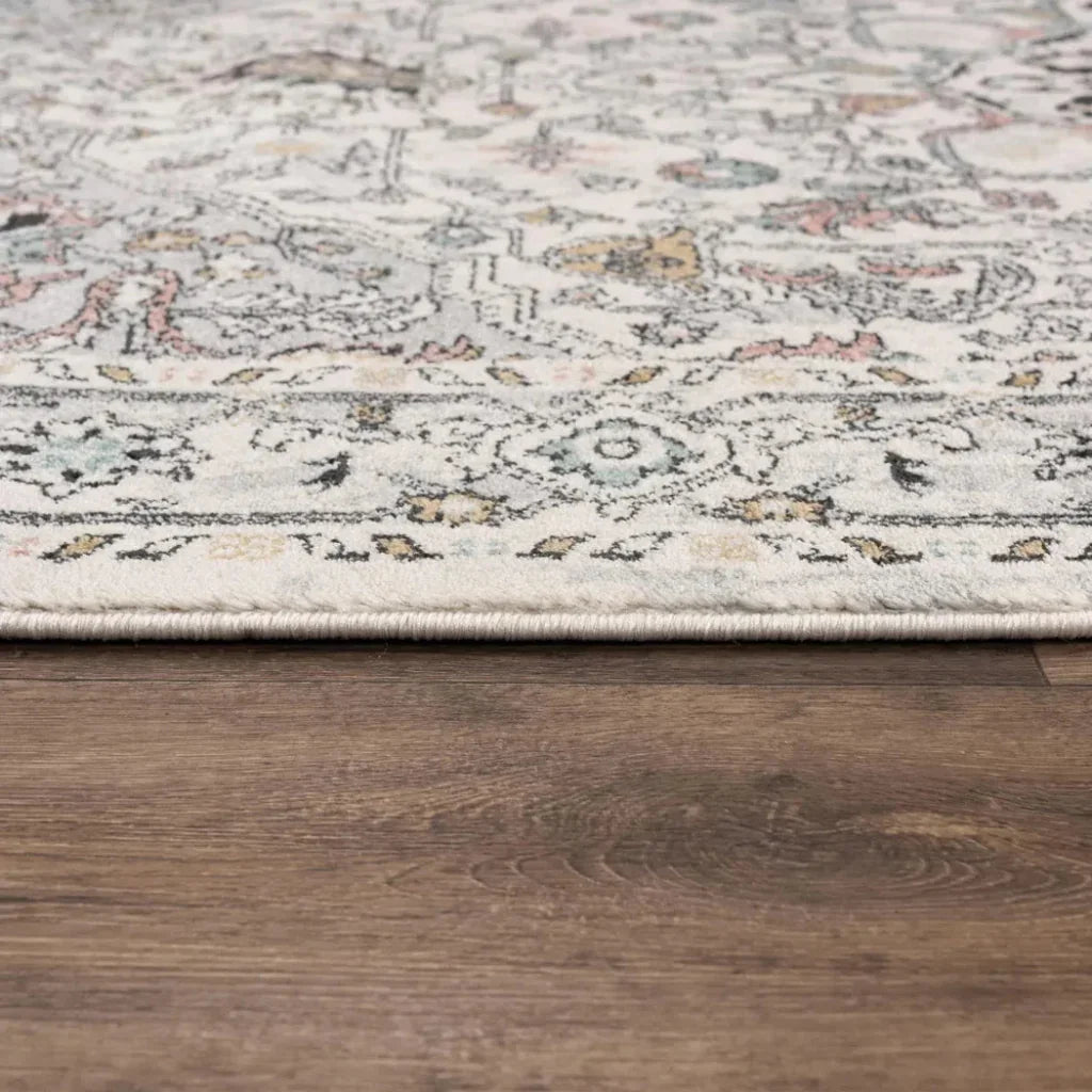 Cici Medallion White Kitchen Hallway Runner Rug - LOOMLAN - LOOMLAN - Area Rugs
