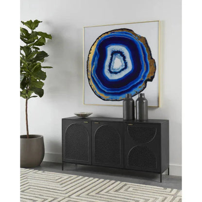 Blue Agate Wall Art - 48" x 48" with Gold Frame