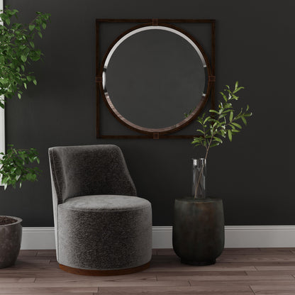 Serena Concrete Black Round Accent Side Table