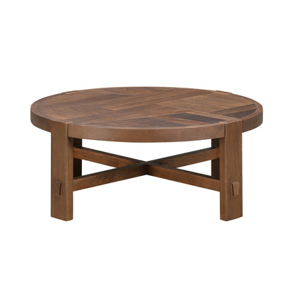 LH Home Abstract Wooden Round Coffee Table