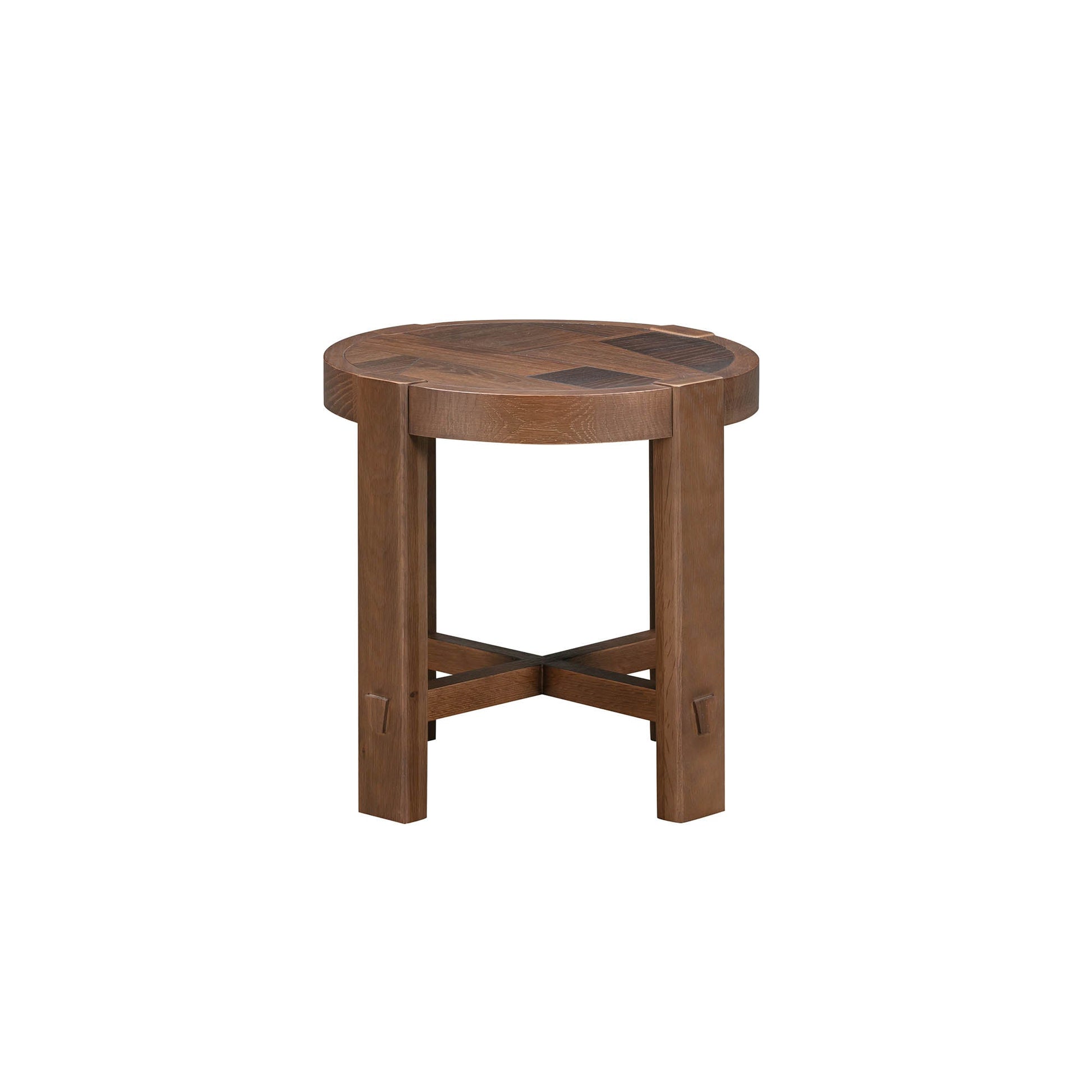 LH Home Abstract Wooden Round Side Table