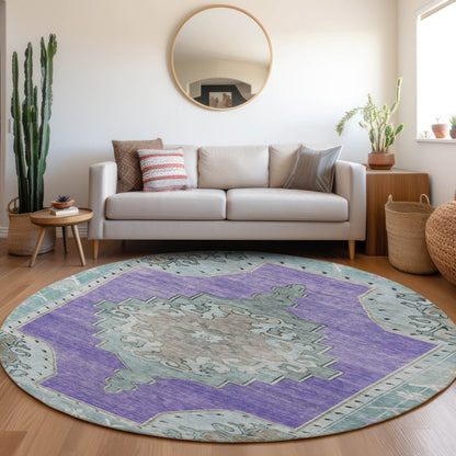 Haelion Purple Washable Indoor-Outdoor Rug