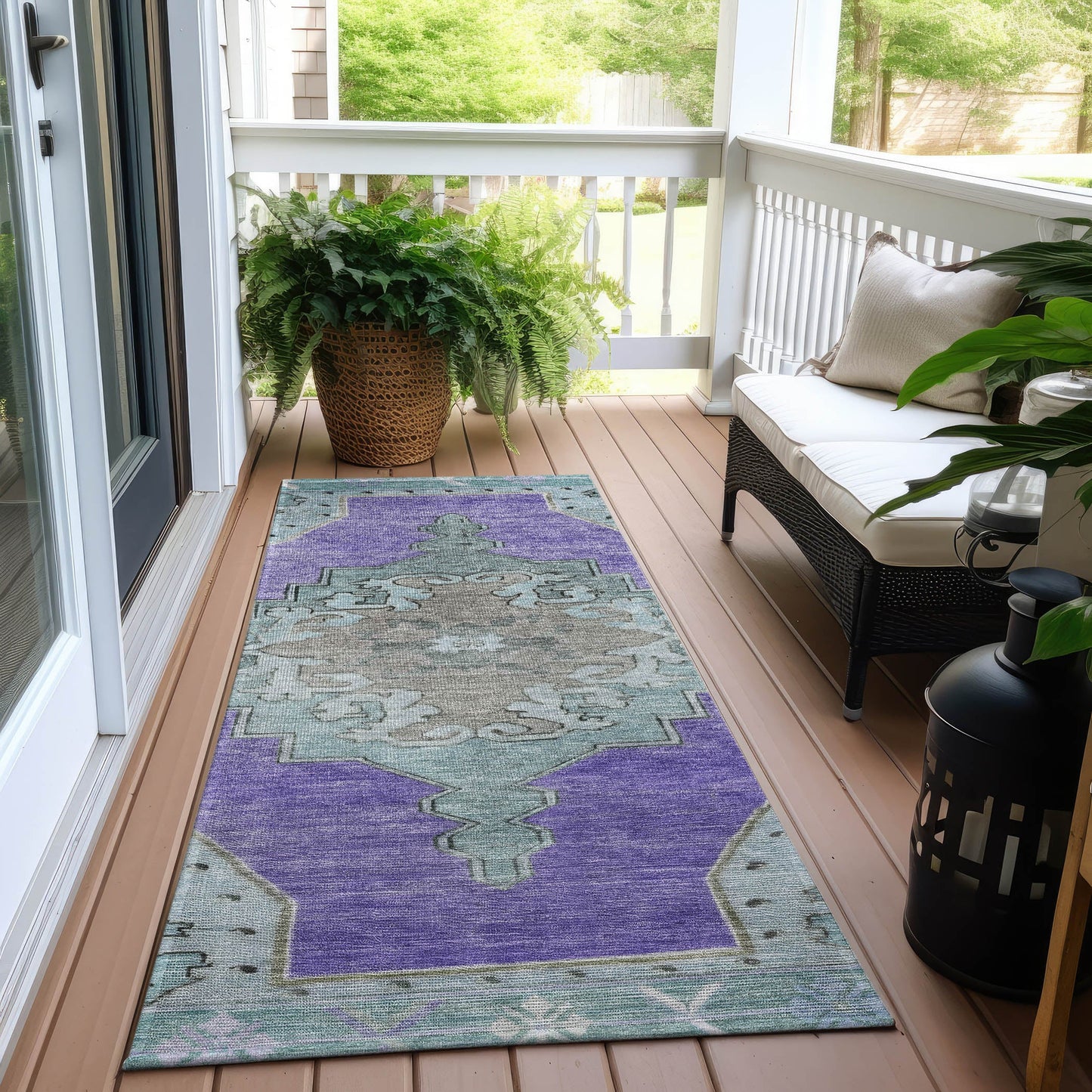 Haelion Purple Washable Indoor-Outdoor Rug