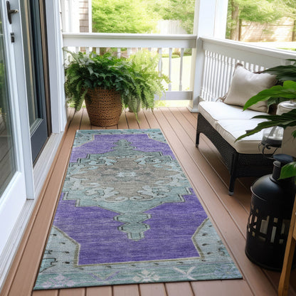 Haelion Purple Washable Indoor-Outdoor Rug