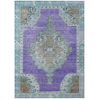 Haelion Purple Washable Indoor-Outdoor Rug
