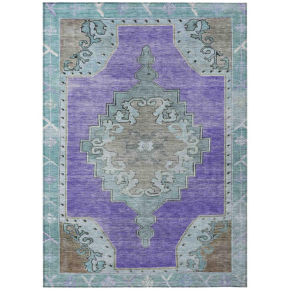 Haelion Purple Washable Indoor-Outdoor Rug