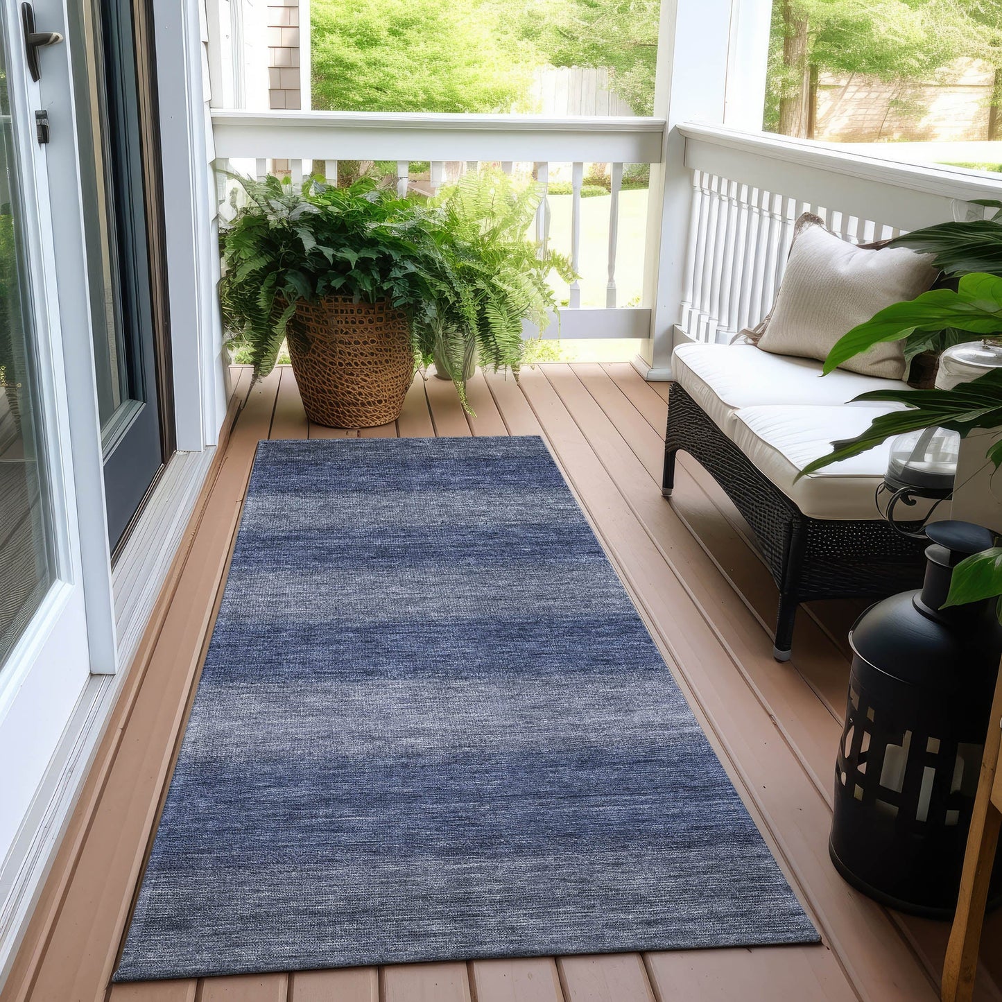 Haelius Blue Washable Indoor-Outdoor Rug
