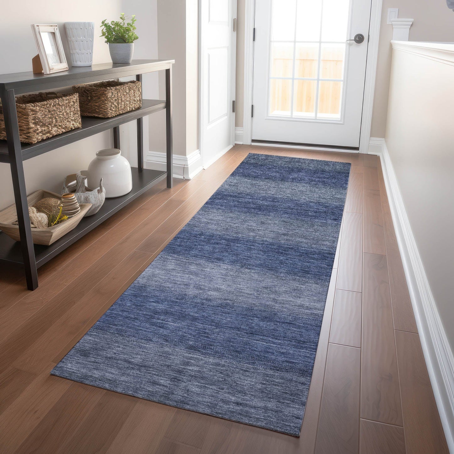 Haelius Blue Washable Indoor-Outdoor Rug
