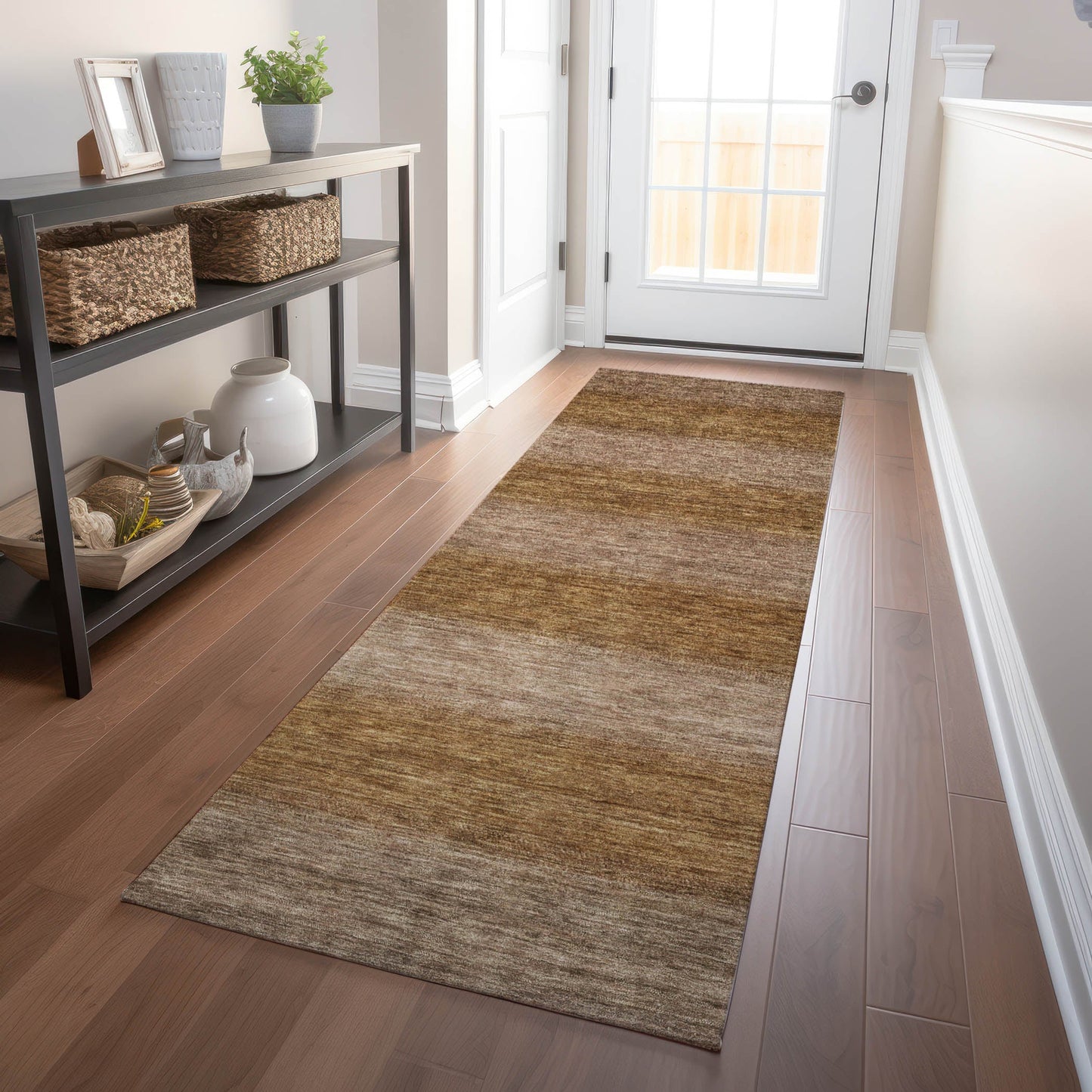 Haelius Brown Washable Indoor-Outdoor Rug