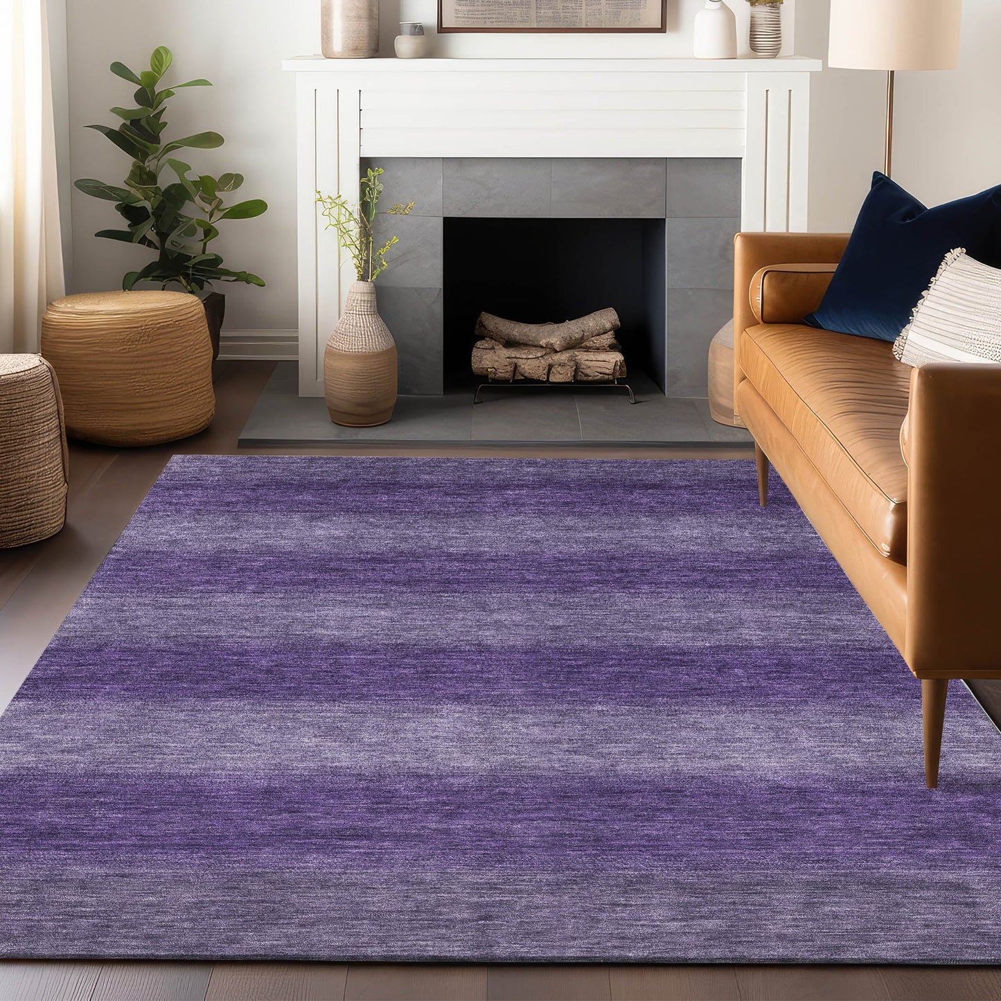 Haelius Purple Washable Indoor-Outdoor Rug