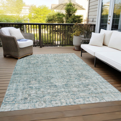Iriira Teal Washable Indoor-Outdoor Rug