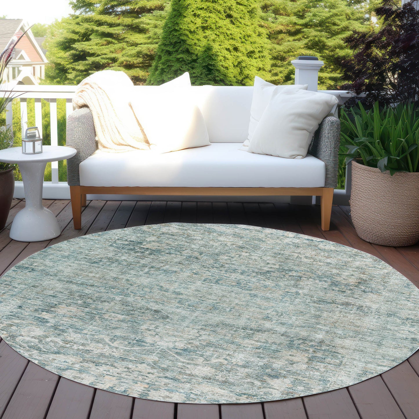 Iriira Teal Washable Indoor-Outdoor Rug