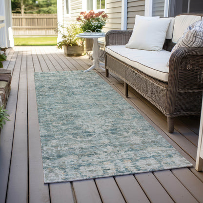 Iriira Teal Washable Indoor-Outdoor Rug
