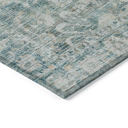 Iriira Teal Washable Indoor-Outdoor Rug