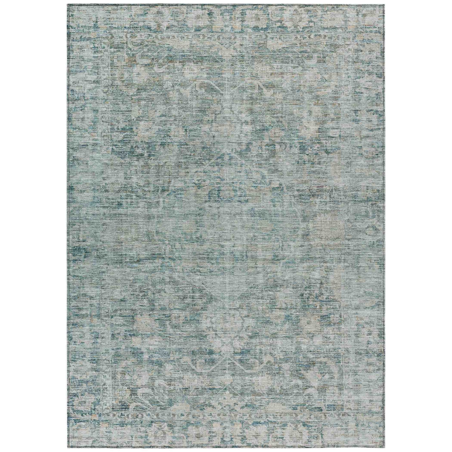 Iriira Teal Washable Indoor-Outdoor Rug