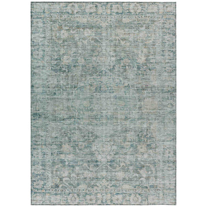 Iriira Teal Washable Indoor-Outdoor Rug
